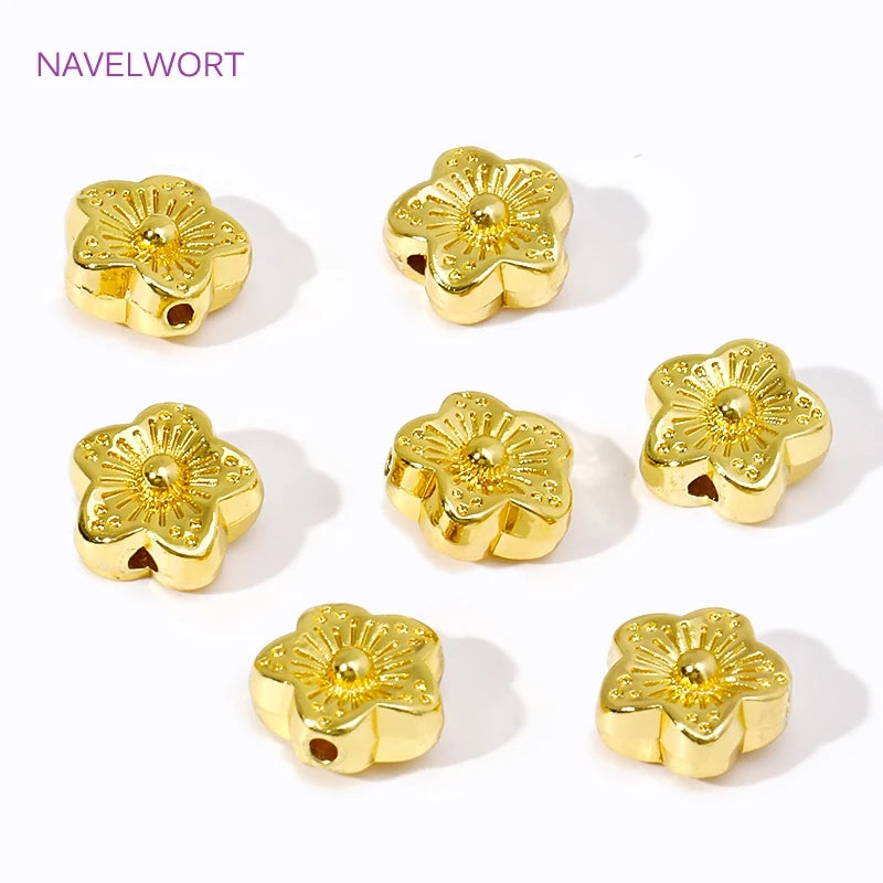 18K Gold Plated Plum Spacer Beads for DIY Bracelet & Jewelry Making Accessories