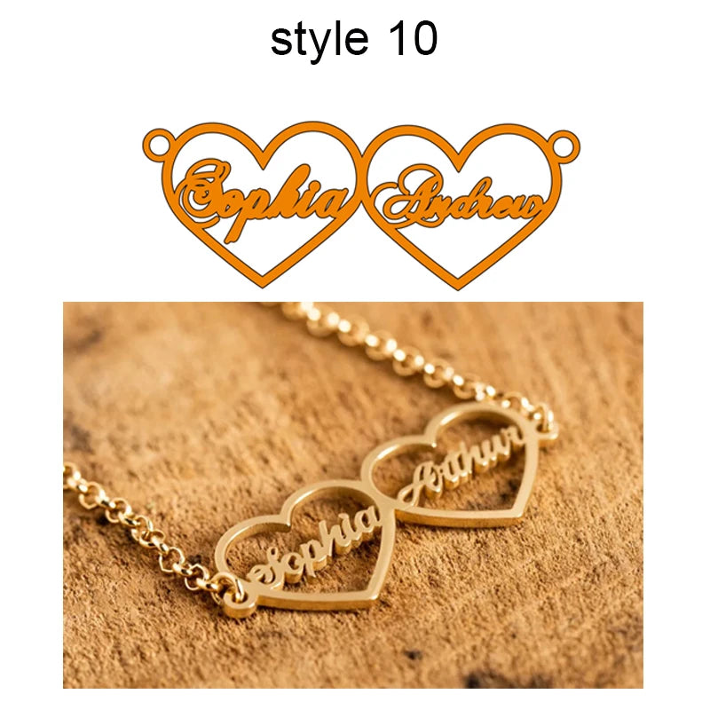 Personalised Two Name Necklace With Heart