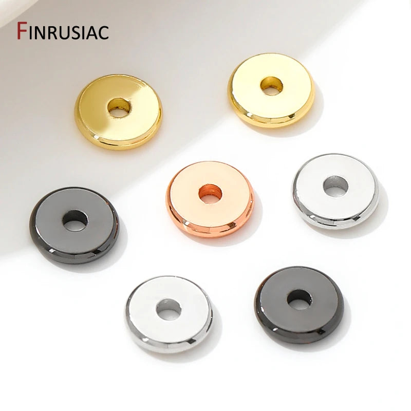 18K Gold Plated Brass Flat Spacer Beads for DIY Bracelet & Jewelry Making Supplies