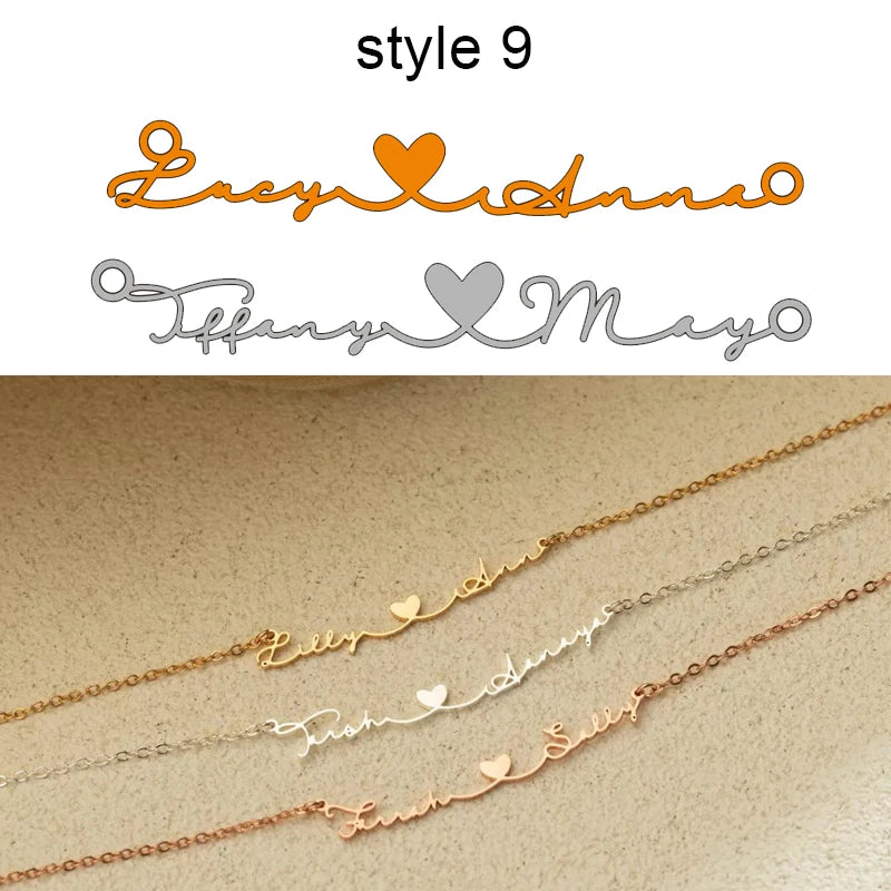 Personalised Two Name Necklace With Heart