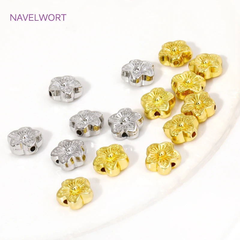 18K Gold Plated Plum Spacer Beads for DIY Bracelet & Jewelry Making Accessories