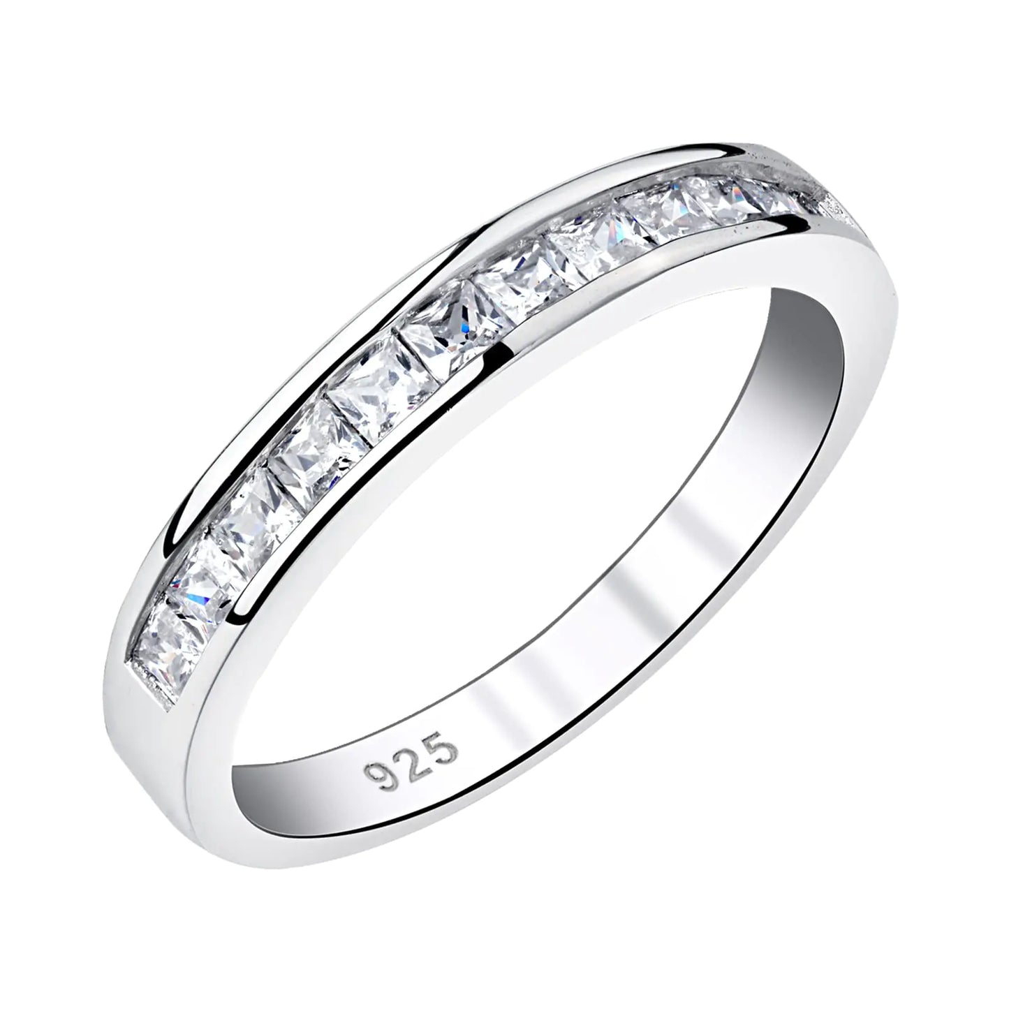 Newshe Wedding Band – 925 Sterling Silver Eternity Ring with AAAAA Cubic Zirconia