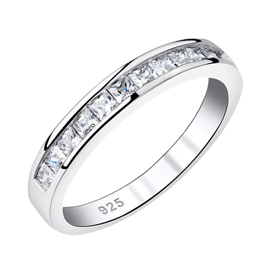 Newshe Wedding Band – 925 Sterling Silver Eternity Ring with AAAAA Cubic Zirconia