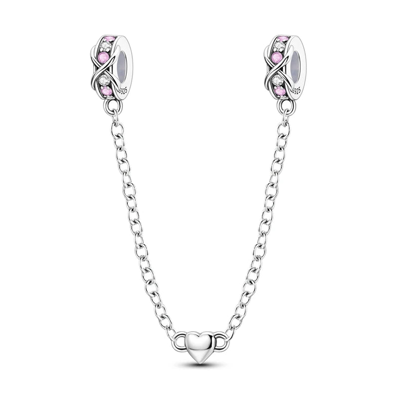 925 Sterling Silver Safety Chain Aircraft Earth Camera Daisy Silicone Charms Beads Fit Original Bracelets DIY Jewelry For Women