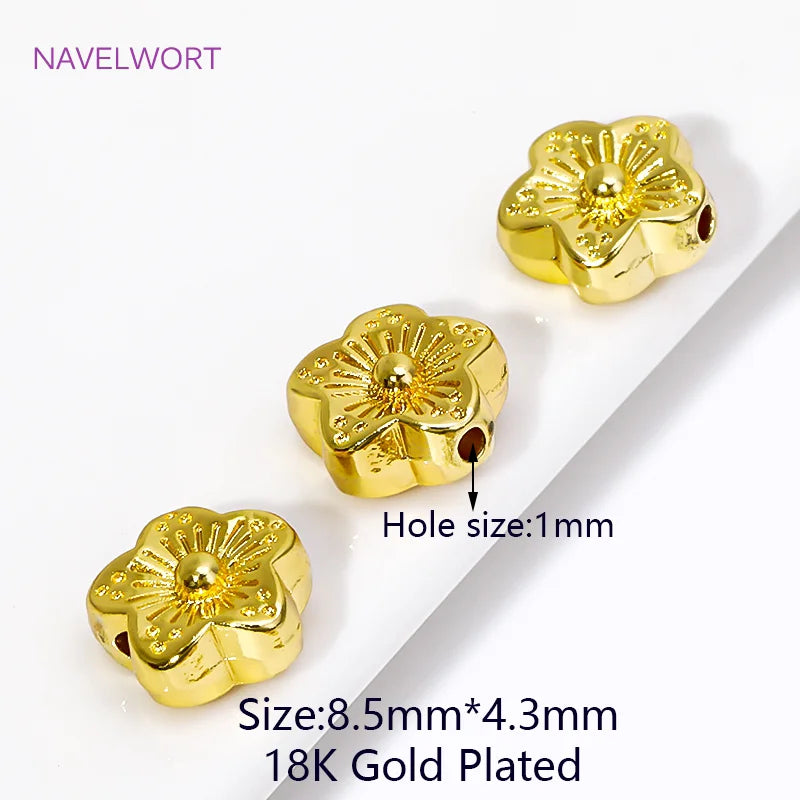 18K Gold Plated Plum Spacer Beads for DIY Bracelet & Jewelry Making Accessories