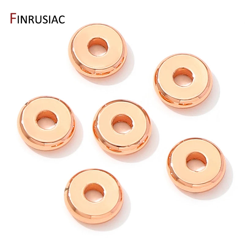 18K Gold Plated Brass Flat Spacer Beads for DIY Bracelet & Jewelry Making Supplies