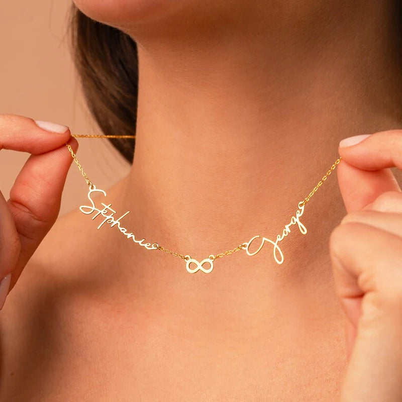 Personalised Two Name Necklace With Heart
