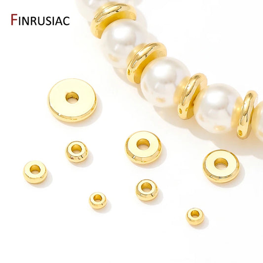 18K Gold Plated Brass Flat Spacer Beads for DIY Bracelet & Jewelry Making Supplies