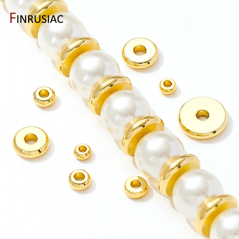 18K Gold Plated Brass Flat Spacer Beads for DIY Bracelet & Jewelry Making Supplies