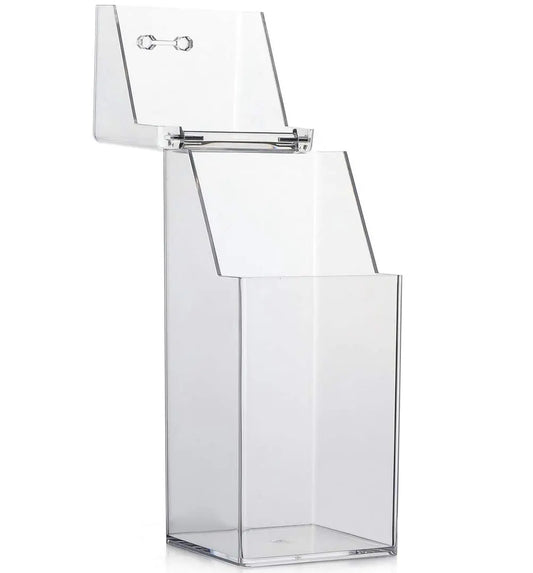 Square Acrylic Makeup Brush Holder with Dustproof Lid & Cosmetic Storage Organizer