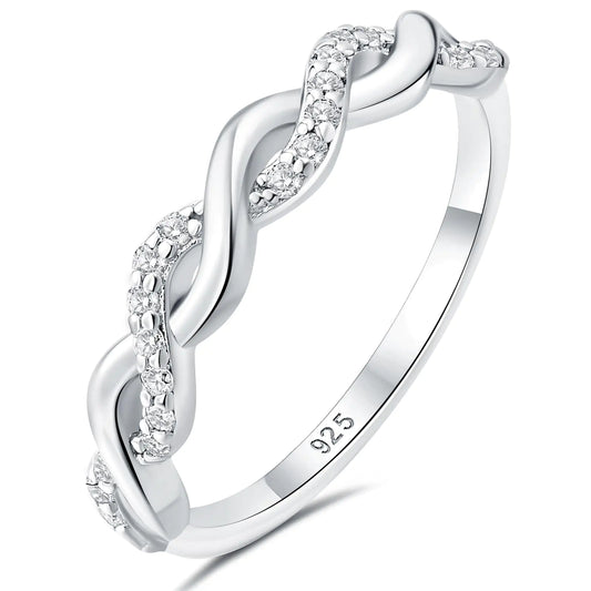 Newshe 925 sterling silver moissanite eternity wedding band, size 6.