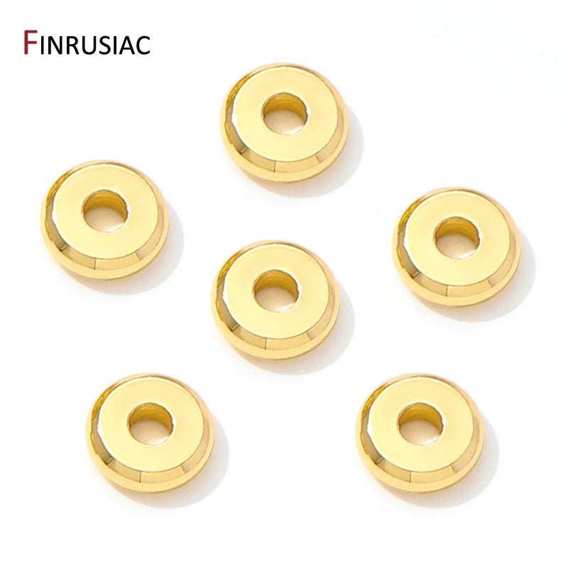 18K Gold Plated Brass Flat Spacer Beads for DIY Bracelet & Jewelry Making Supplies