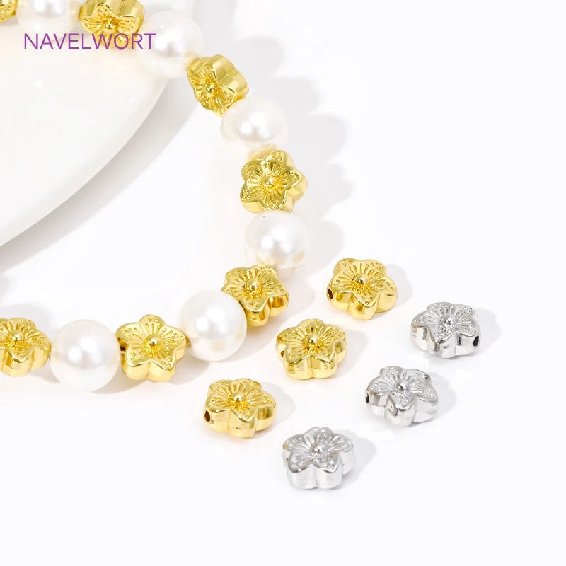 18K Gold Plated Plum Spacer Beads for DIY Bracelet & Jewelry Making Accessories