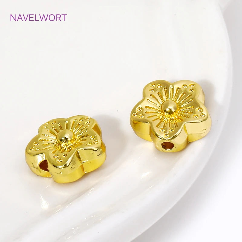 18K Gold Plated Plum Spacer Beads for DIY Bracelet & Jewelry Making Accessories