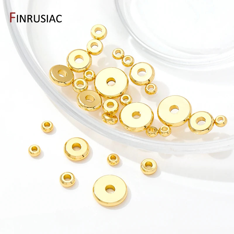 18K Gold Plated Brass Flat Spacer Beads for DIY Bracelet & Jewelry Making Supplies