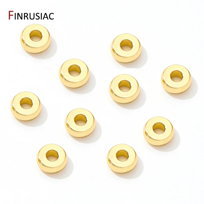 18K Gold Plated Brass Flat Spacer Beads for DIY Bracelet & Jewelry Making Supplies