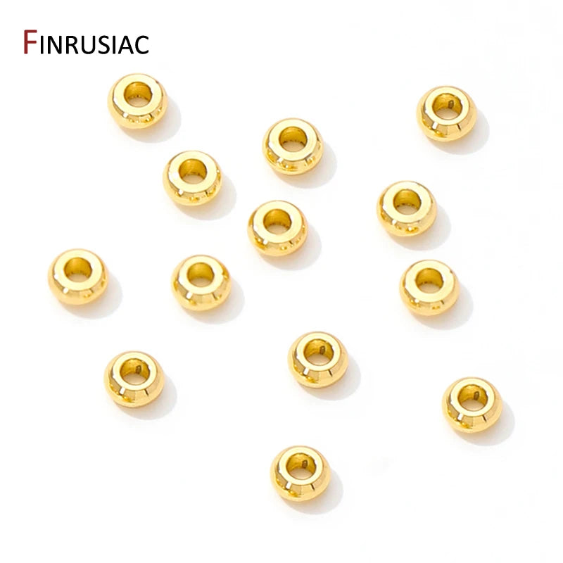 18K Gold Plated Brass Flat Spacer Beads for DIY Bracelet & Jewelry Making Supplies