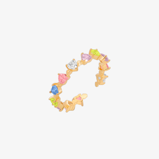 Rainbow heart gemstone ring-0