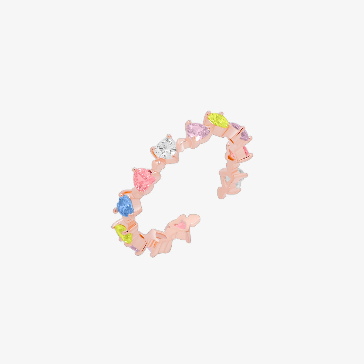 Rainbow heart gemstone ring-6