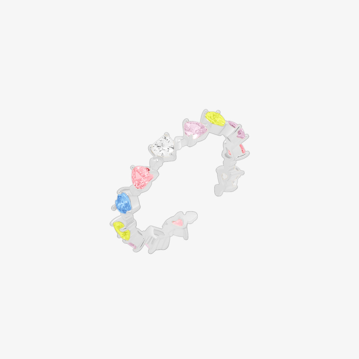 Rainbow heart gemstone ring-5